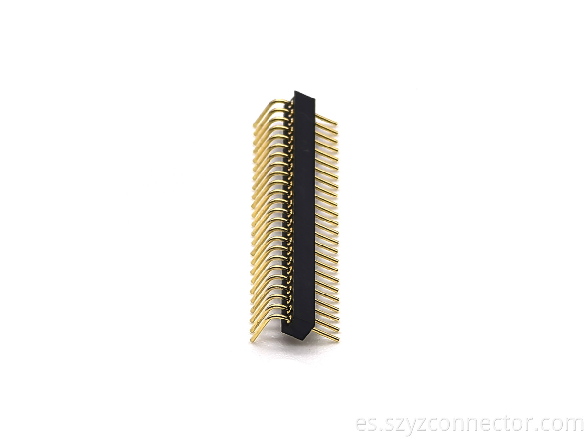 Conector del encabezado mecanizado de litio de 1.27 mm Ángulo recto H2.2 mm 1*24p 1.27mm Pitch Machined Pin header Connector Right Angle H2.2mm 1*24P